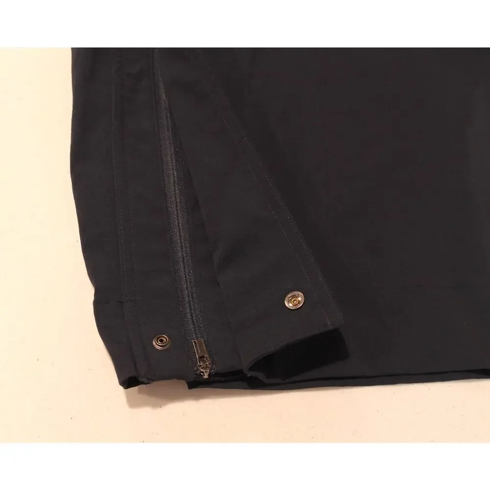 Athleta Lightweight Performance Pants Women L Navy Adjustable Waist Zip Leg Hem